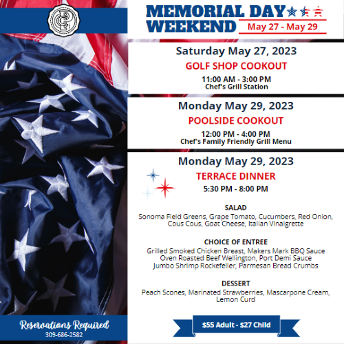 Memorial Day Golf Shop Cookout @ Country Club of Peoria